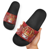 Tonga King's Birthday Slide Sandals Gold Royal Crown Tribal Patterns DT05 - Polynesian Pride