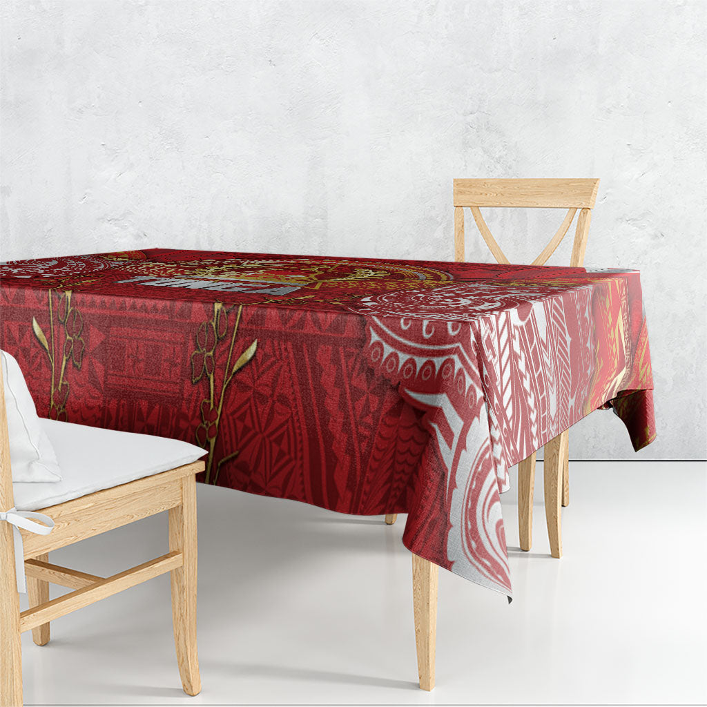 Tonga King's Birthday Tablecloth Gold Royal Crown Tribal Patterns DT05 - Polynesian Pride