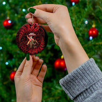 New Zealand Christmas Ceramic Ornament Red Santa Riding Kiwi Bird Silver Fern DT05 - Polynesian Pride