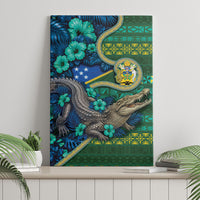 Solomon Islands Independence Day Canvas Wall Art Crocodile Hibiscus Tribal Pattern DT05 - Polynesian Pride