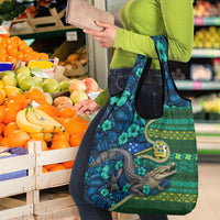 Solomon Islands Independence Day Grocery Bag Crocodile Hibiscus Tribal Pattern DT05 - Polynesian Pride