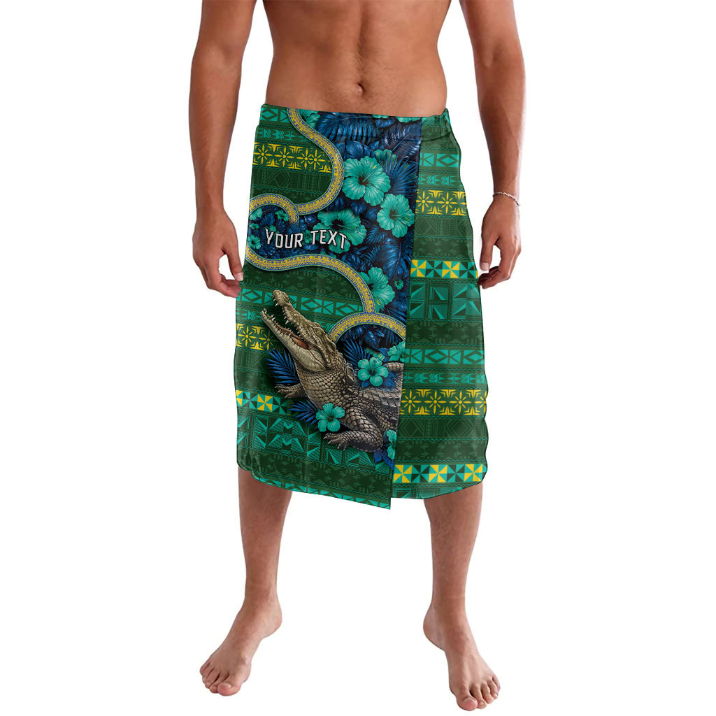 Personalised Solomon Islands Independence Day Lavalava Crocodile Hibiscus Tribal Pattern DT05 Green - Polynesian Pride
