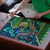 Solomon Islands Independence Day Puzzle Crocodile Hibiscus Tribal Pattern DT05 - Polynesian Pride