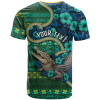 Personalised Solomon Islands Independence Day T Shirt Crocodile Hibiscus Tribal Pattern DT05 - Polynesian Pride