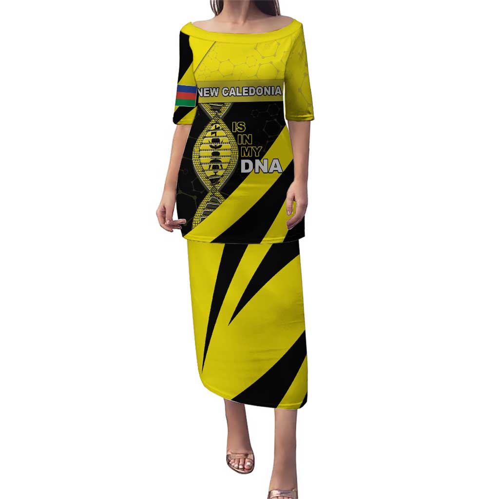 New Caledonia Is In My DNA Puletasi DT05 Long Dress Yellow - Polynesian Pride