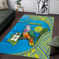 Personalised Palau Biib Bird Area Rug Rur Flower And Rock Islands Patterns DT05 Blue - Polynesian Pride