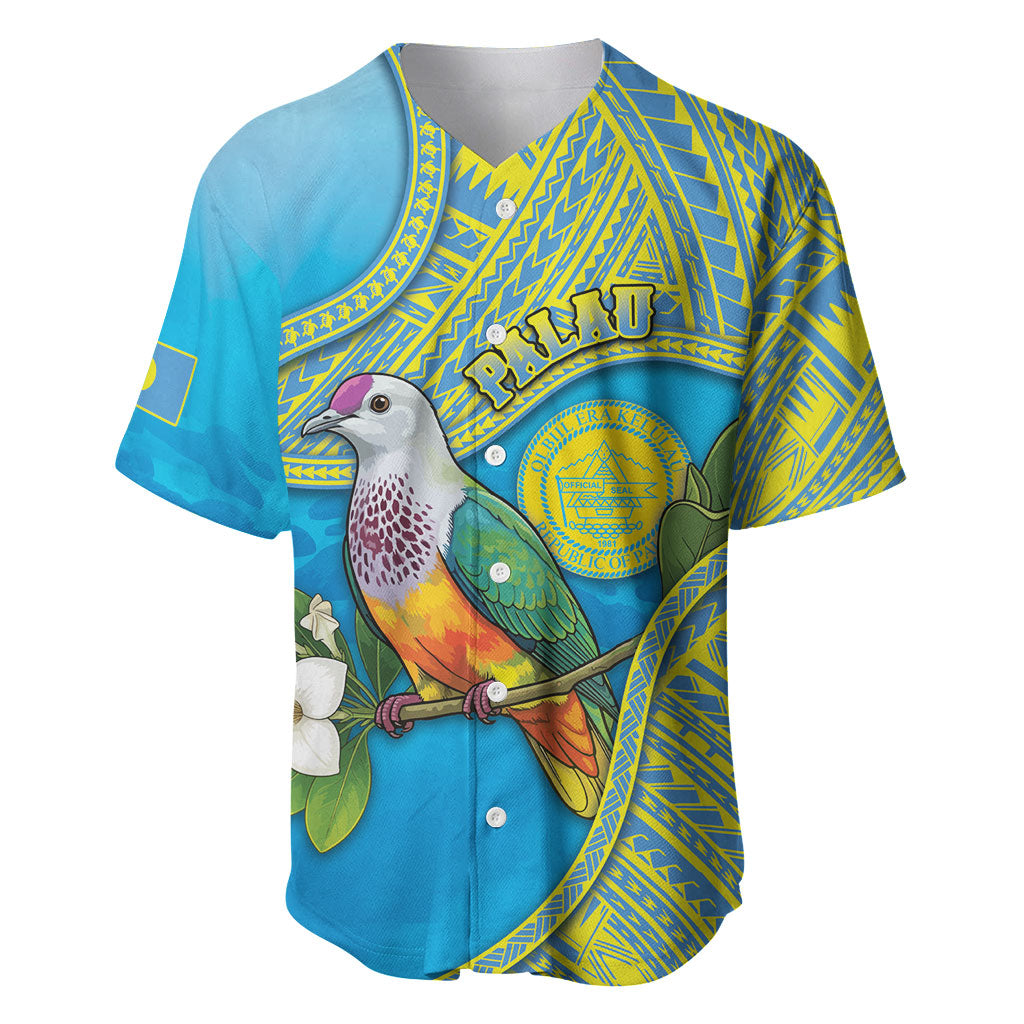 Personalised Palau Biib Bird Baseball Jersey Rur Flower And Rock Islands Patterns DT05 Blue - Polynesian Pride