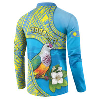 Personalised Palau Biib Bird Button Sweatshirt Rur Flower And Rock Islands Patterns DT05 - Polynesian Pride