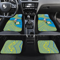 Personalised Palau Biib Bird Car Mats Rur Flower And Rock Islands Patterns DT05 Set 4pcs Blue - Polynesian Pride