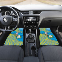 Personalised Palau Biib Bird Car Mats Rur Flower And Rock Islands Patterns DT05 Set 2pcs - Front Blue - Polynesian Pride