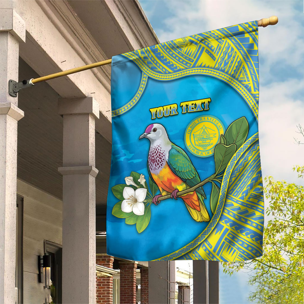 Personalised Palau Biib Bird Garden Flag Rur Flower And Rock Islands Patterns DT05 House Flag Blue - Polynesian Pride