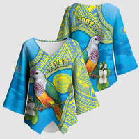 Personalised Palau Biib Bird Kimono Sleeve Blouse Rur Flower And Rock Islands Patterns DT05 - Polynesian Pride