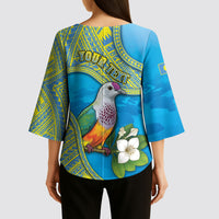 Personalised Palau Biib Bird Kimono Sleeve Blouse Rur Flower And Rock Islands Patterns DT05 - Polynesian Pride