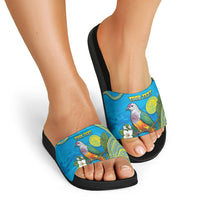 Personalised Palau Biib Bird Slide Sandals Rur Flower And Rock Islands Patterns DT05 - Polynesian Pride