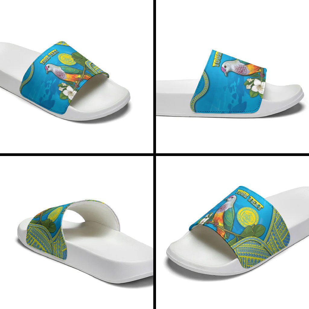 Personalised Palau Biib Bird Slide Sandals Rur Flower And Rock Islands Patterns DT05 - Polynesian Pride