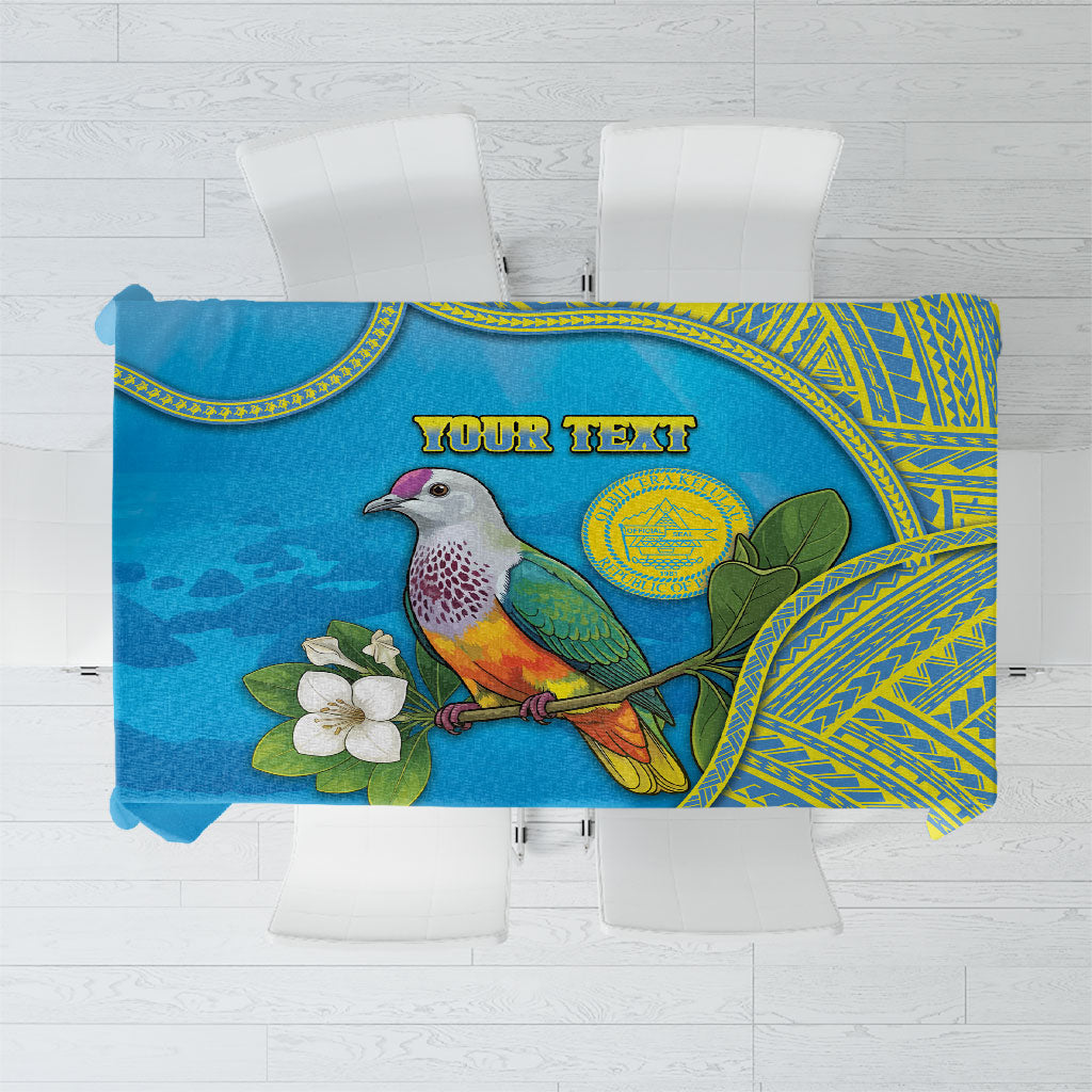 Personalised Palau Biib Bird Tablecloth Rur Flower And Rock Islands Patterns DT05 Blue - Polynesian Pride