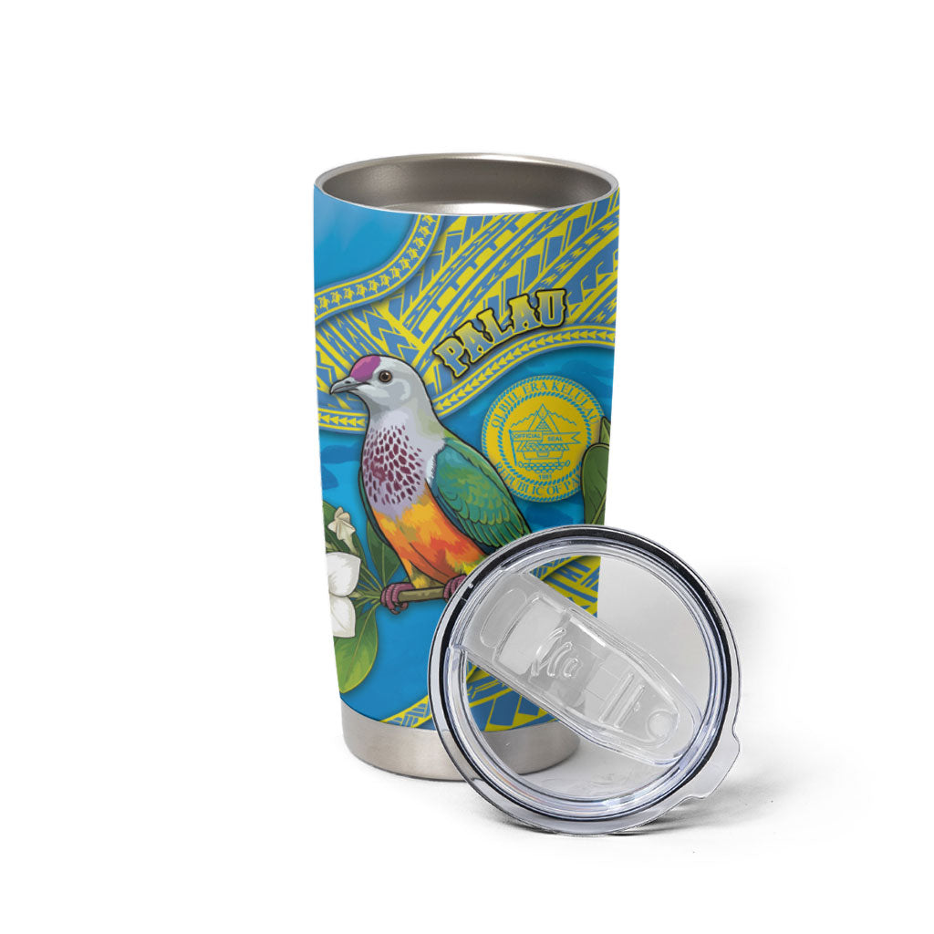 Personalised Palau Biib Bird Tumbler Cup Rur Flower And Rock Islands Patterns DT05 - Polynesian Pride