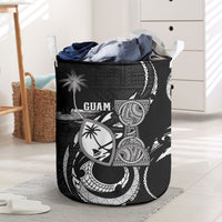 Guam Liberation Day Laundry Basket Black White Latte Stone Tribal Patterns DT05 Black - Polynesian Pride
