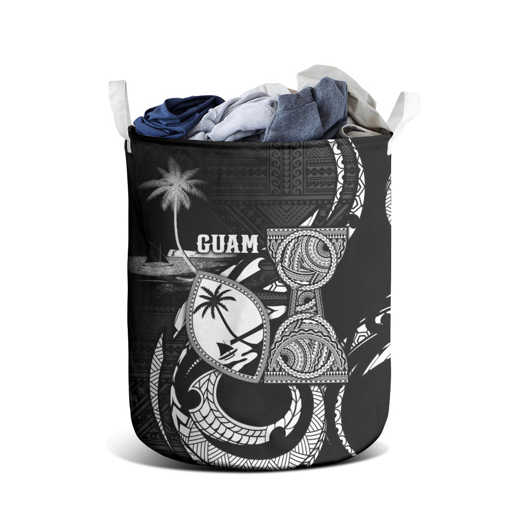 Guam Liberation Day Laundry Basket Black White Latte Stone Tribal Patterns DT05 - Polynesian Pride