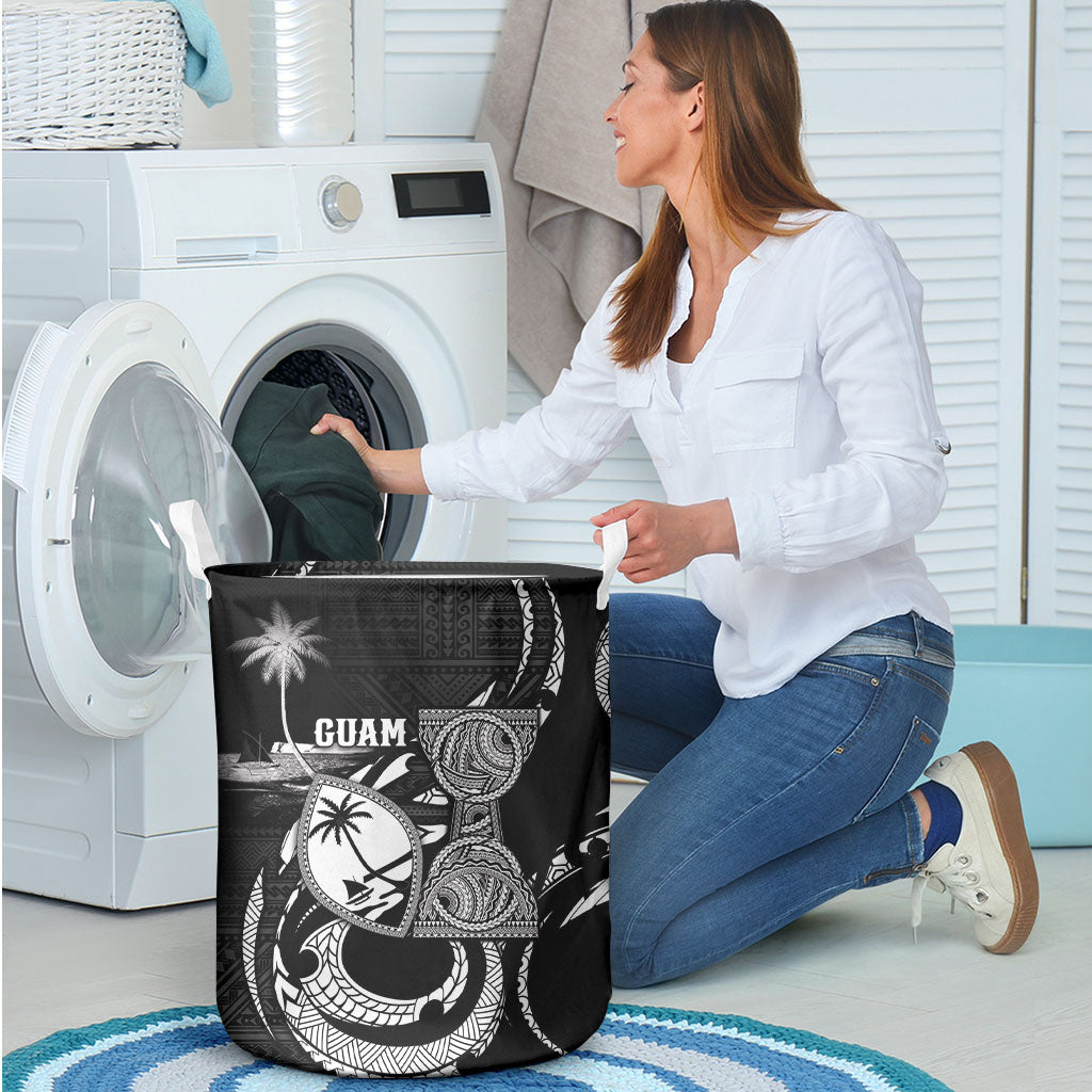 Guam Liberation Day Laundry Basket Black White Latte Stone Tribal Patterns DT05 - Polynesian Pride