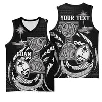 Personalised Guam Liberation Day Basketball Jersey Black White Latte Stone Tribal Patterns DT05 - Polynesian Pride