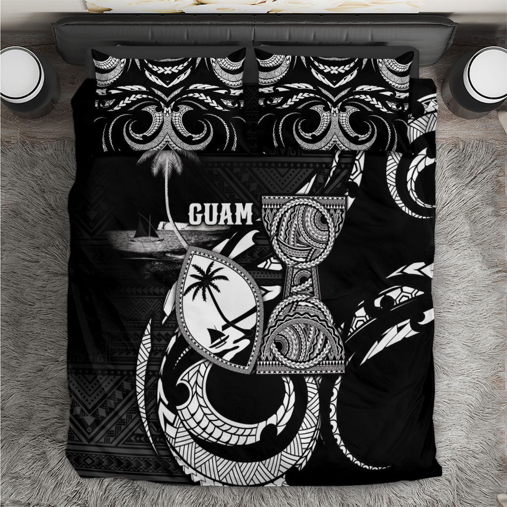Guam Liberation Day Bedding Set Black White Latte Stone Tribal Patterns DT05 Black - Polynesian Pride