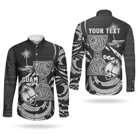 Personalised Guam Liberation Day Couples Matching Tank Maxi Dress and Long Sleeve Button Shirt Black White Latte Stone Tribal Patterns DT05 - Polynesian Pride