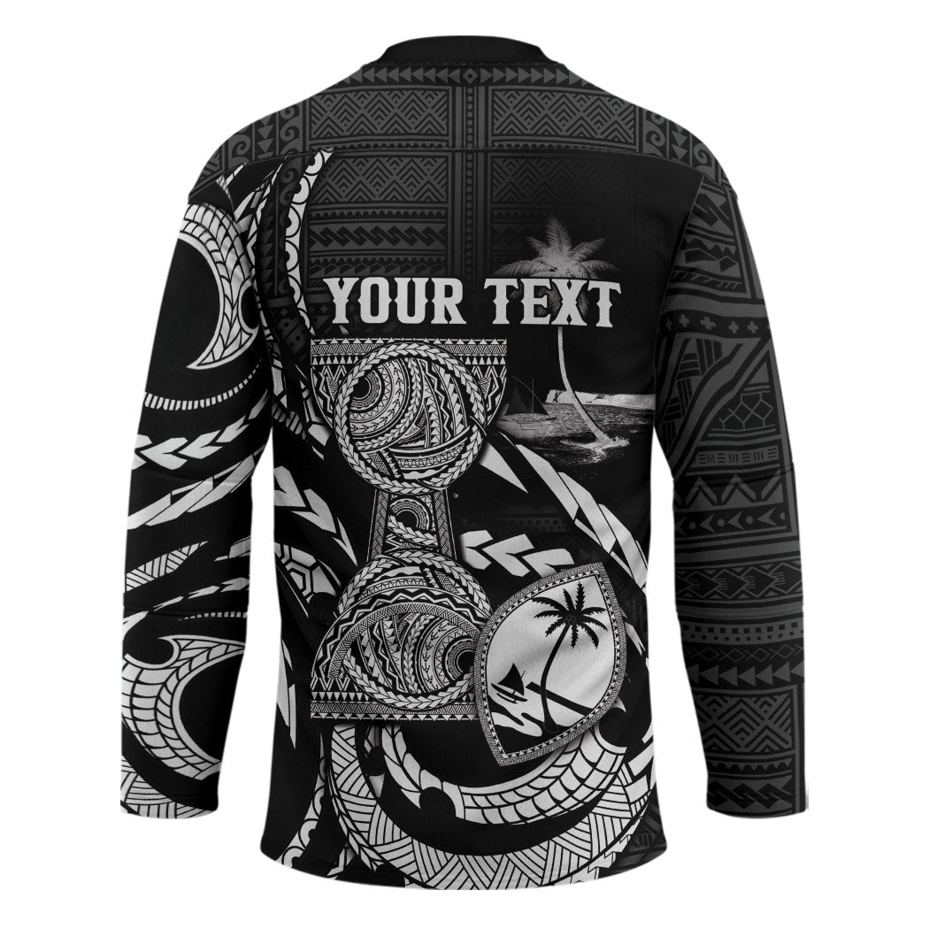 Personalised Guam Liberation Day Hockey Jersey Black White Latte Stone Tribal Patterns DT05 - Polynesian Pride