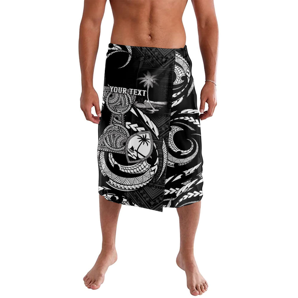 Personalised Guam Liberation Day Lavalava Black White Latte Stone Tribal Patterns DT05 Black - Polynesian Pride