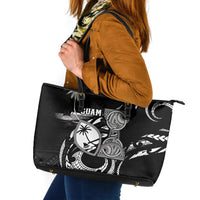 Guam Liberation Day Leather Tote Bag Black White Latte Stone Tribal Patterns DT05 Black - Polynesian Pride