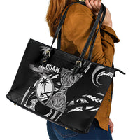 Guam Liberation Day Leather Tote Bag Black White Latte Stone Tribal Patterns DT05 - Polynesian Pride