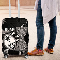 Guam Liberation Day Luggage Cover Black White Latte Stone Tribal Patterns DT05 Black - Polynesian Pride