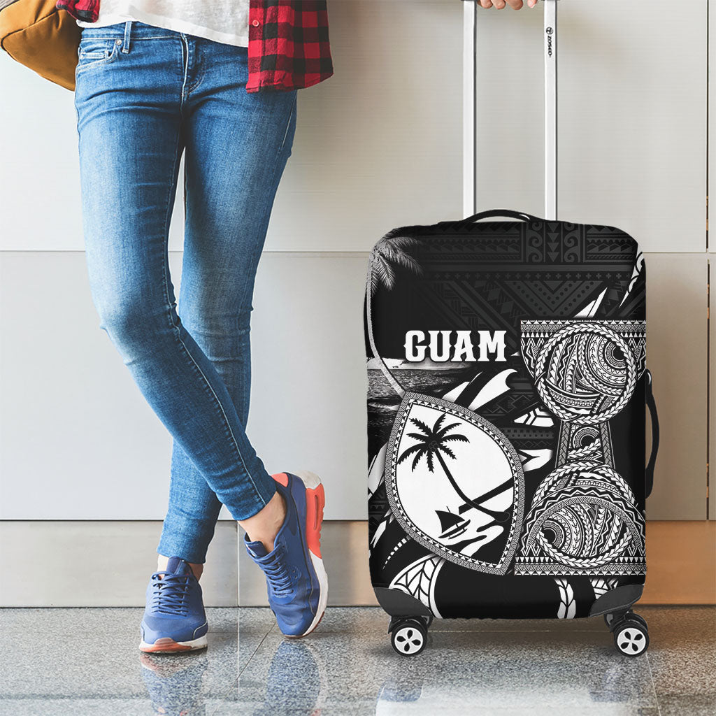 Guam Liberation Day Luggage Cover Black White Latte Stone Tribal Patterns DT05 - Polynesian Pride