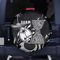 Guam Liberation Day Spare Tire Cover Black White Latte Stone Tribal Patterns DT05 No hole Black - Polynesian Pride