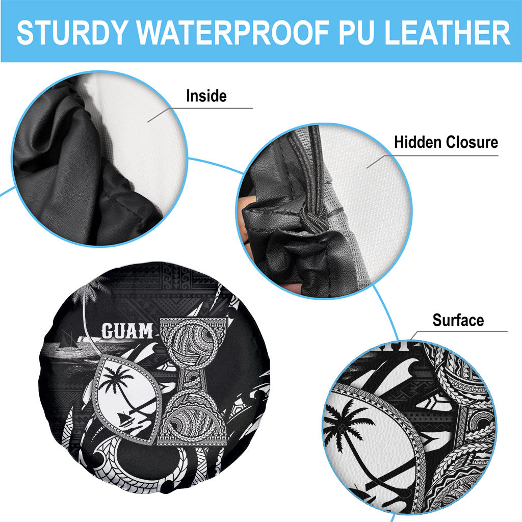 Guam Liberation Day Spare Tire Cover Black White Latte Stone Tribal Patterns DT05 - Polynesian Pride