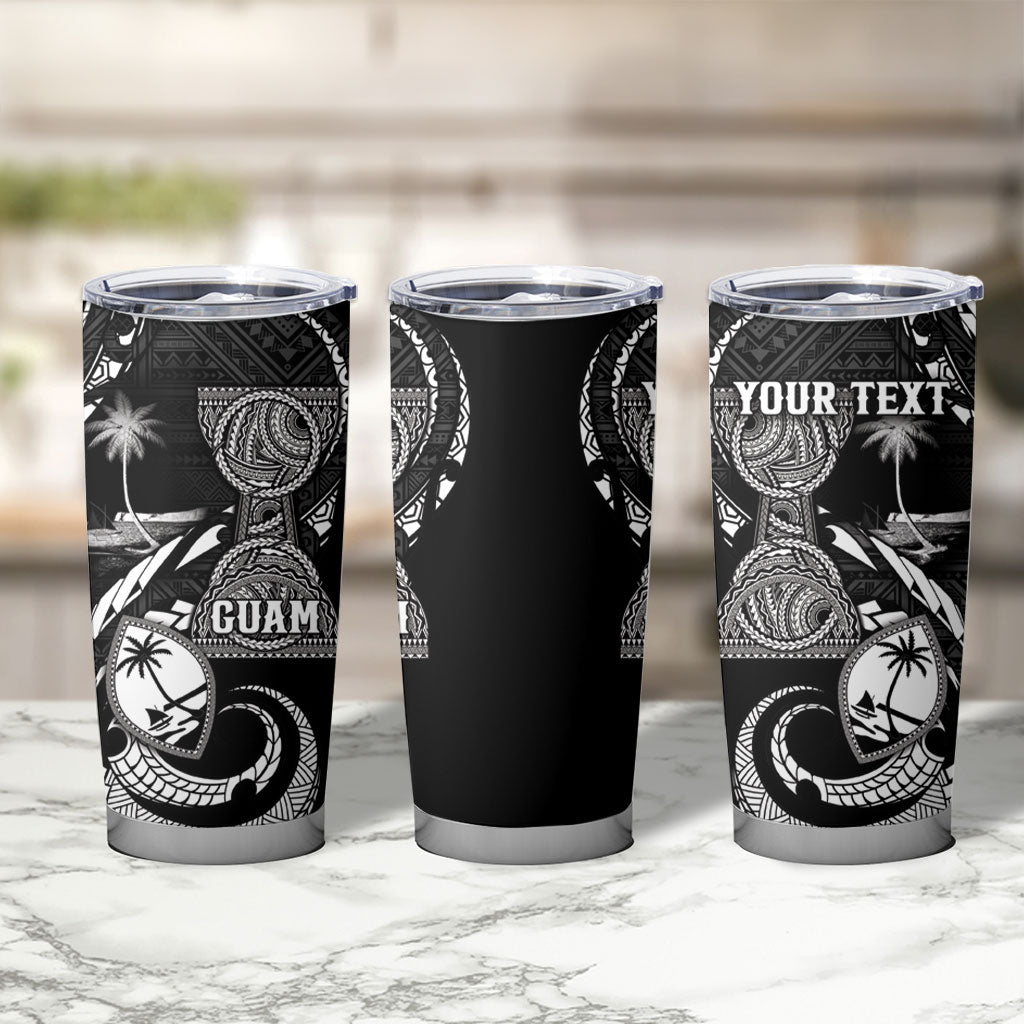 Personalised Guam Liberation Day Tumbler Cup Black White Latte Stone Tribal Patterns DT05 - Polynesian Pride