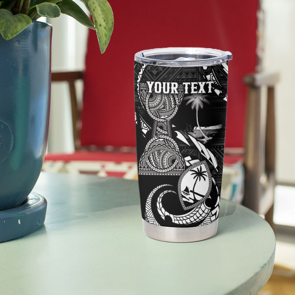 Personalised Guam Liberation Day Tumbler Cup Black White Latte Stone Tribal Patterns DT05 - Polynesian Pride