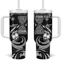 Personalised Guam Liberation Day Tumbler With Handle Black White Latte Stone Tribal Patterns DT05 One Size: 40 oz Black - Polynesian Pride