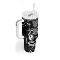 Personalised Guam Liberation Day Tumbler With Handle Black White Latte Stone Tribal Patterns DT05 - Polynesian Pride
