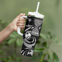 Personalised Guam Liberation Day Tumbler With Handle Black White Latte Stone Tribal Patterns DT05 - Polynesian Pride