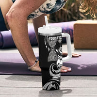 Personalised Guam Liberation Day Tumbler With Handle Black White Latte Stone Tribal Patterns DT05 - Polynesian Pride