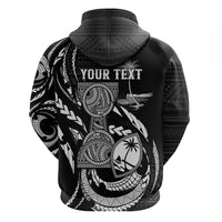 Personalised Guam Liberation Day Zip Hoodie Black White Latte Stone Tribal Patterns DT05 - Polynesian Pride