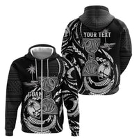 Personalised Guam Liberation Day Zip Hoodie Black White Latte Stone Tribal Patterns DT05 - Polynesian Pride