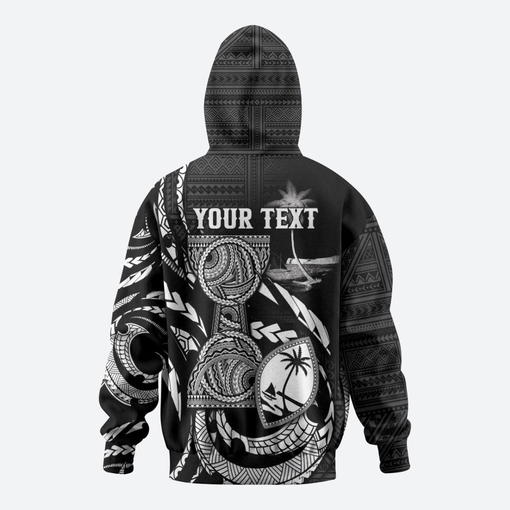 Personalised Guam Liberation Day Zip Hoodie Black White Latte Stone Tribal Patterns DT05 - Polynesian Pride