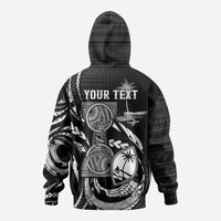 Personalised Guam Liberation Day Zip Hoodie Black White Latte Stone Tribal Patterns DT05 - Polynesian Pride