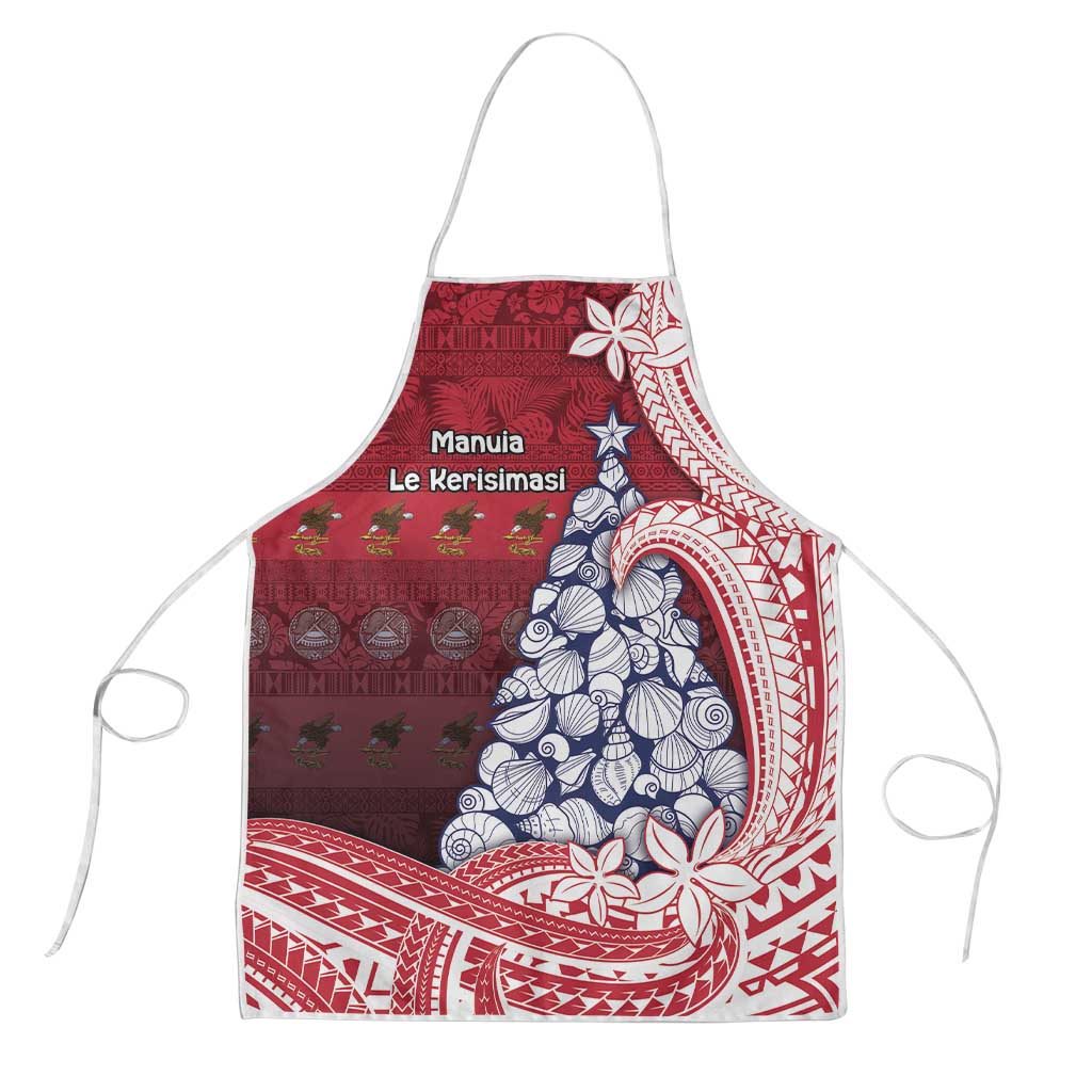 American Samoa Christmas Apron Seashell Xmas Tree Tribal Waves DT05 Red - Polynesian Pride