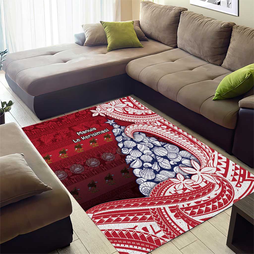 American Samoa Christmas Area Rug Seashell Xmas Tree Tribal Waves DT05 - Polynesian Pride