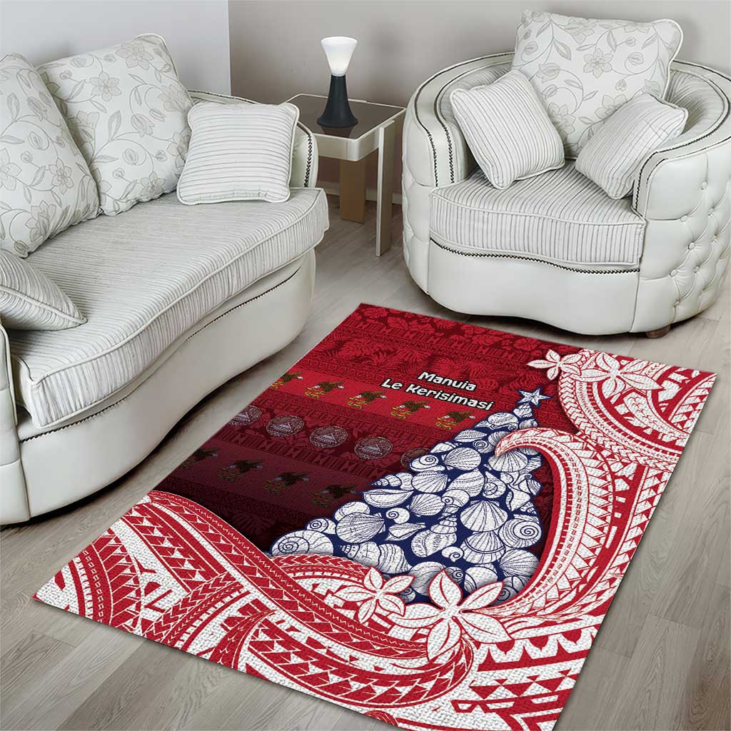 American Samoa Christmas Area Rug Seashell Xmas Tree Tribal Waves DT05 - Polynesian Pride