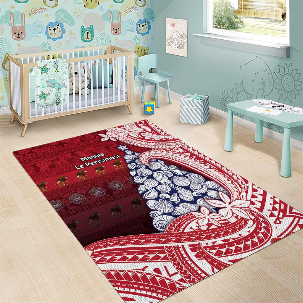 American Samoa Christmas Area Rug Seashell Xmas Tree Tribal Waves DT05 - Polynesian Pride