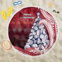 American Samoa Christmas Beach Blanket Seashell Xmas Tree Tribal Waves DT05 One Size 150cm Red - Polynesian Pride